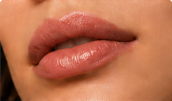 Detalle de labios con brillo natural